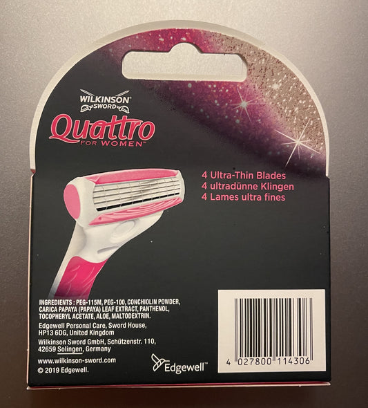 Wilkinson Sword Quattro for Women Pink & Rose Gold Razor Blades